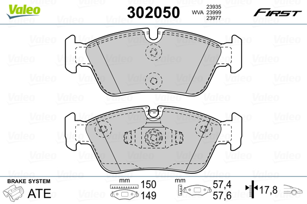 Image de Kit de plaquettes de frein, frein à disque - VALEO - 302050