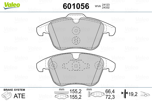 Image de Kit de plaquettes de frein, frein à disque - VALEO - 601056