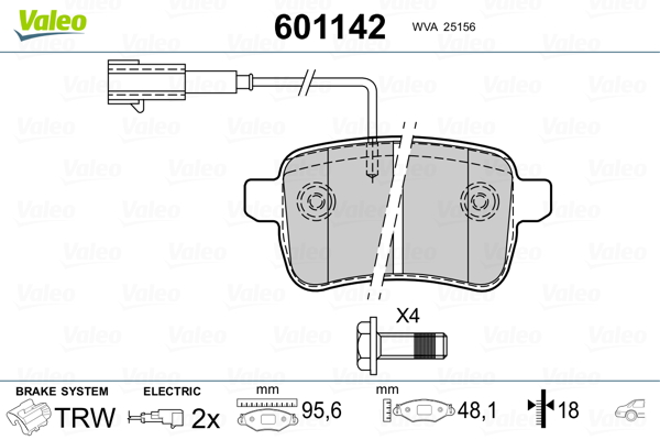 Image de Kit de plaquettes de frein, frein à disque - VALEO - 601142