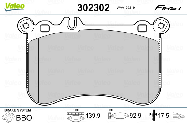 Image de Kit de plaquettes de frein, frein à disque - VALEO - 302302