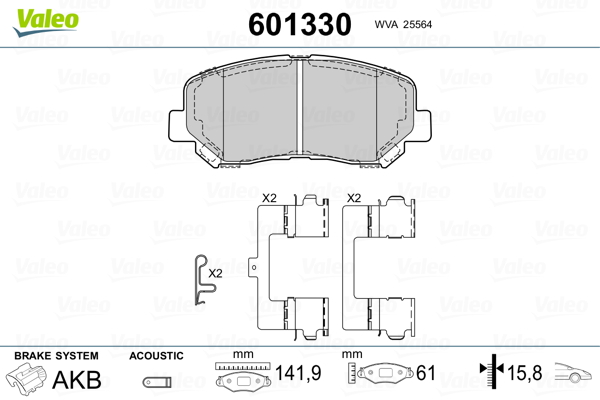 Image de Kit de plaquettes de frein, frein à disque - VALEO - 601330