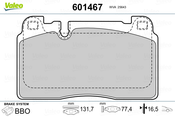 Image de Kit de plaquettes de frein, frein à disque - VALEO - 601467