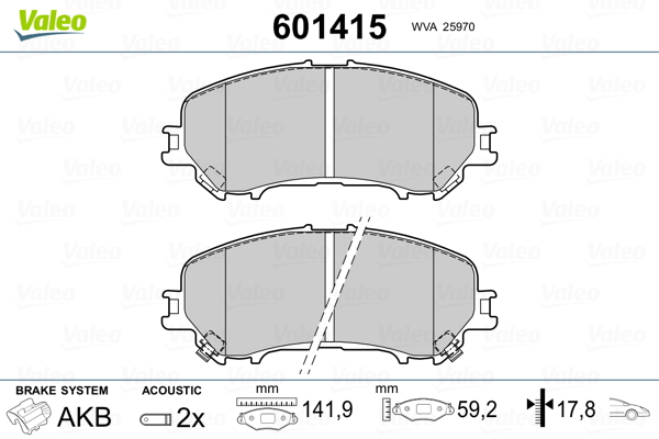 Image de Kit de plaquettes de frein, frein à disque - VALEO - 601415