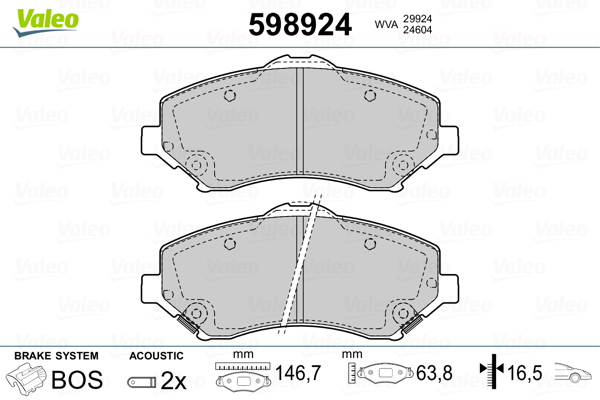 Image de Kit de plaquettes de frein, frein à disque - VALEO - 598924