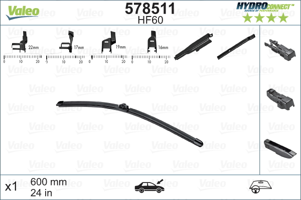 VALEO - 578511 - Metlica brisača (Uređaj za pranje vetrobrana)