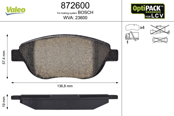 Image de Kit de plaquettes de frein, frein à disque - VALEO - 872600