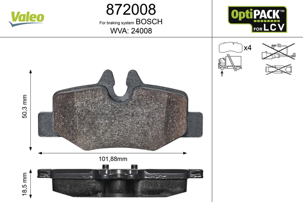 Image de Kit de plaquettes de frein, frein à disque - VALEO - 872008
