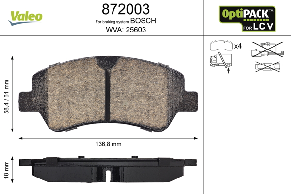 Image de Kit de plaquettes de frein, frein à disque - VALEO - 872003