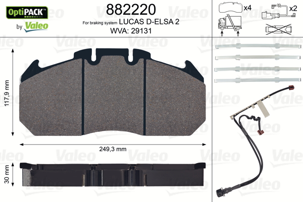 Image de Kit de plaquettes de frein, frein à disque - VALEO - 882220