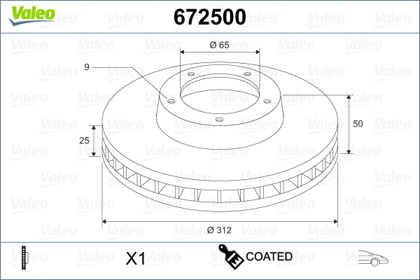 Image de Disque de frein - VALEO - 672500