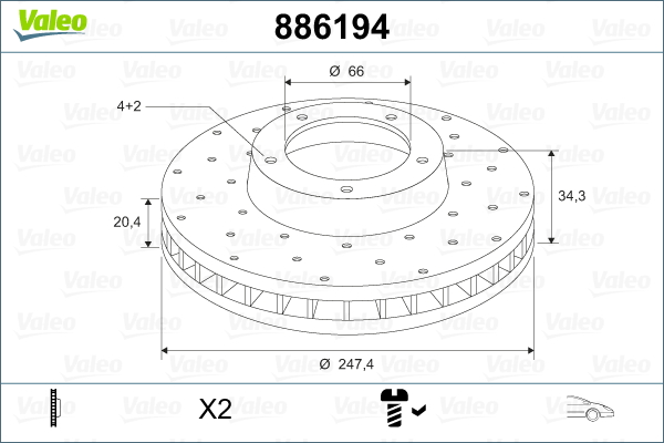 Image de Disque de frein - VALEO - 886194