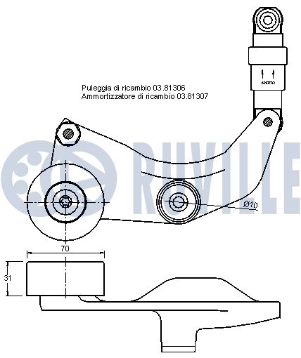Picture of Belt Tensioner, V-ribbed belt - RUVILLE - 542149
