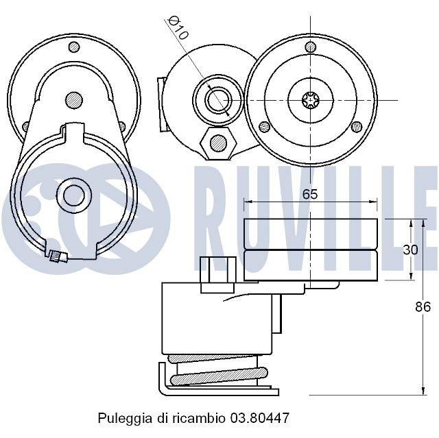 Picture of Belt Tensioner, V-ribbed belt - RUVILLE - 542663