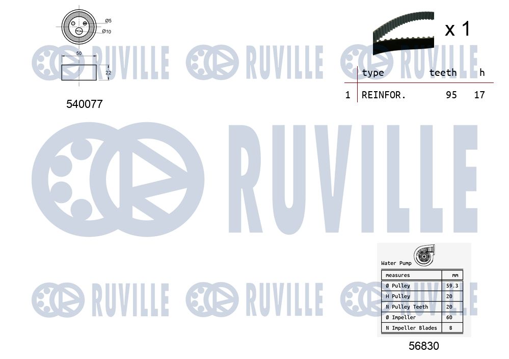Picture of Water Pump & Timing Belt Kit - RUVILLE - 5500321