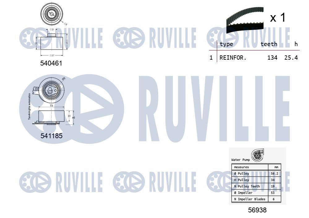 Picture of Water Pump & Timing Belt Kit - RUVILLE - 5501201