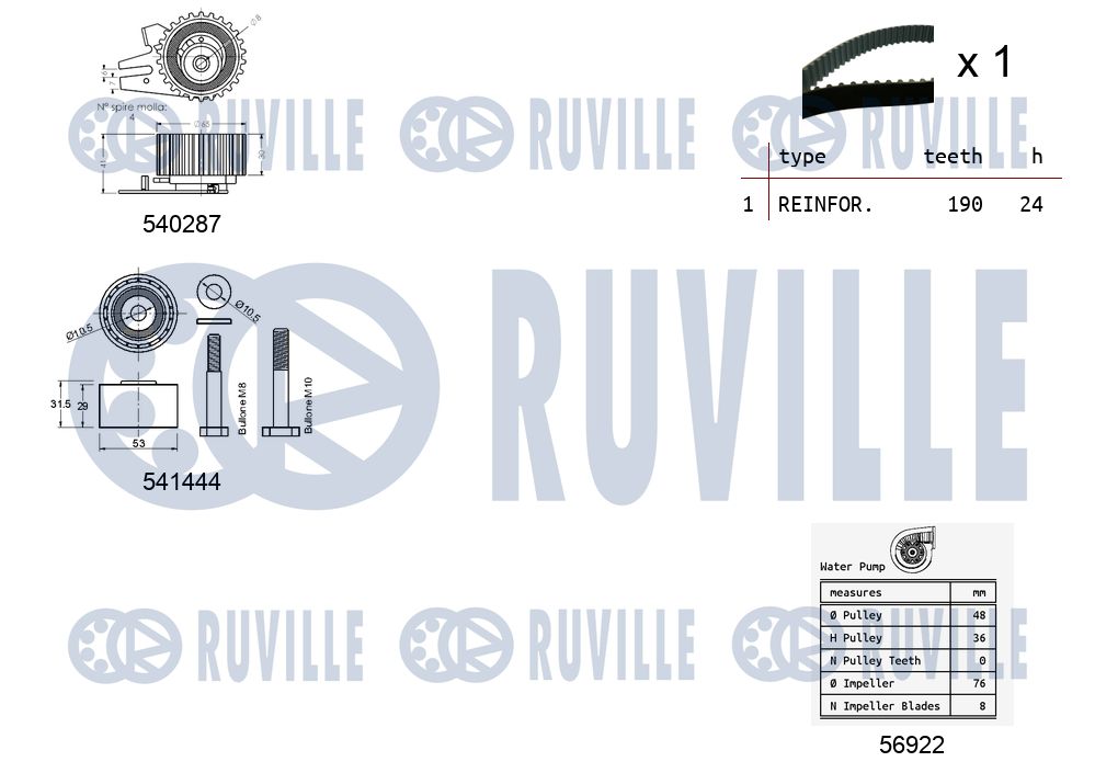 Picture of Water Pump & Timing Belt Kit - RUVILLE - 5501331