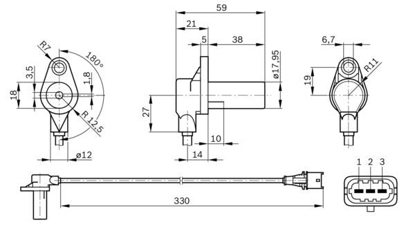 Picture of Sensor -  crankshaft pulse - BOSCH - 0 261 210 248