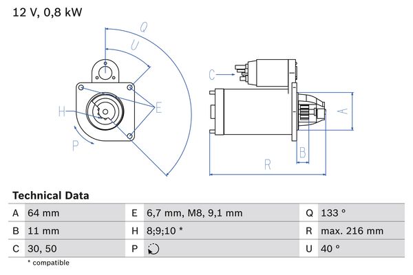 Picture of Starter - BOSCH - 0 986 021 590