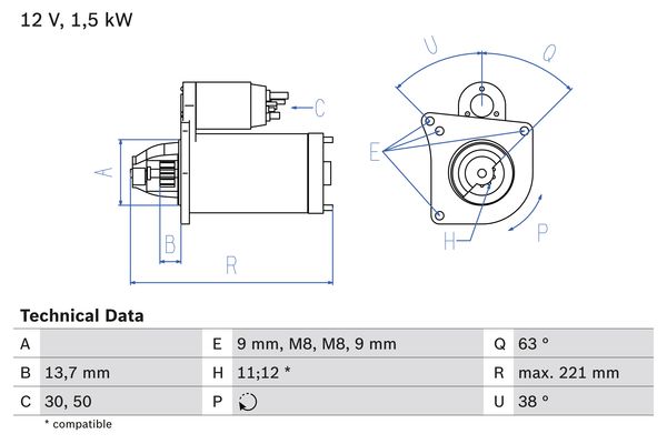 Picture of Starter - BOSCH - 0 986 022 790