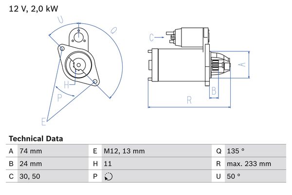 Picture of Starter - BOSCH - 0 986 023 240