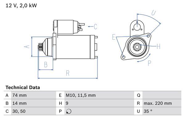 Picture of Starter - BOSCH - 0 986 023 560