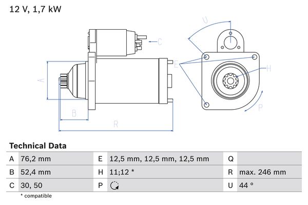 Picture of BOSCH - 0 986 024 100 - Starter (Starter System)