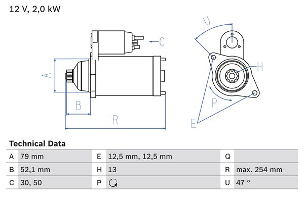 Picture of Starter - BOSCH - 0 986 025 070