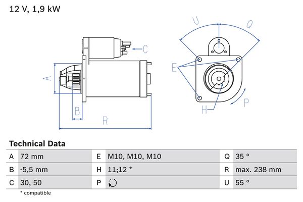 Picture of BOSCH - 0 986 025 470 - Starter (Starter System)