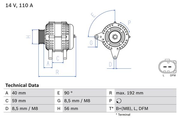 Picture of BOSCH - 0 986 045 390 - Alternator (Alternator)