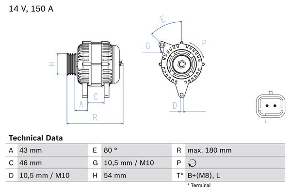 Picture of Alternator - BOSCH - 0 986 046 240