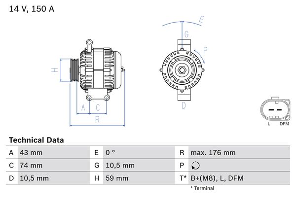 Picture of Alternator - BOSCH - 0 986 047 910