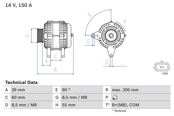 Picture of BOSCH - 0 986 080 410 - Alternator (Alternator)