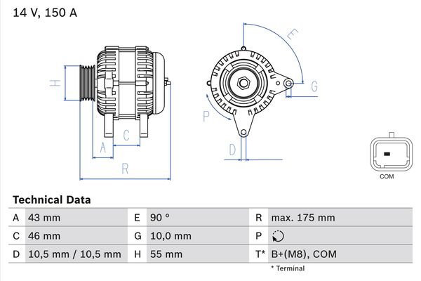 Picture of BOSCH - 0 986 082 240 - Alternator (Alternator)