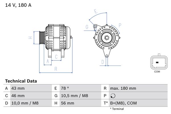 Picture of BOSCH - 0 986 082 510 - Alternator (Alternator)