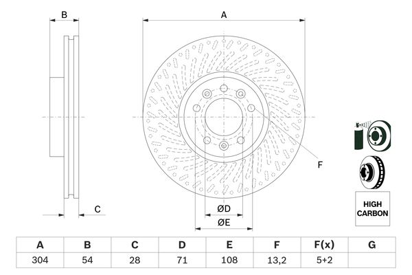 Picture of BOSCH - 0 986 479 E52 - Brake Disc (Braking System)