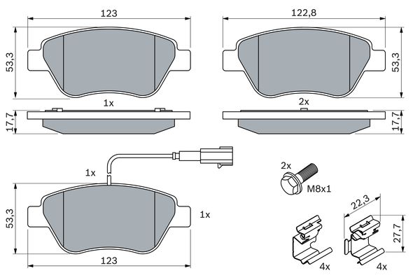 Picture of Brake Pad Set -  disc brake - BOSCH - 0 986 494 113