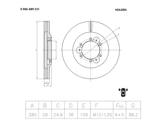 Image de Disque de frein - BOSCH - 0 986 AB9 531