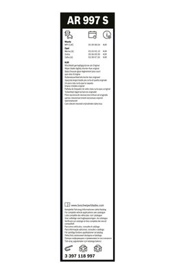 Picture of BOSCH - 3 397 118 997 - Wiper Blade (Window Cleaning)