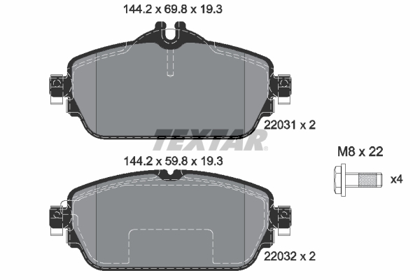 Picture of TEXTAR - 2203102 - Brake Pad Set, disc brake (Brake System)