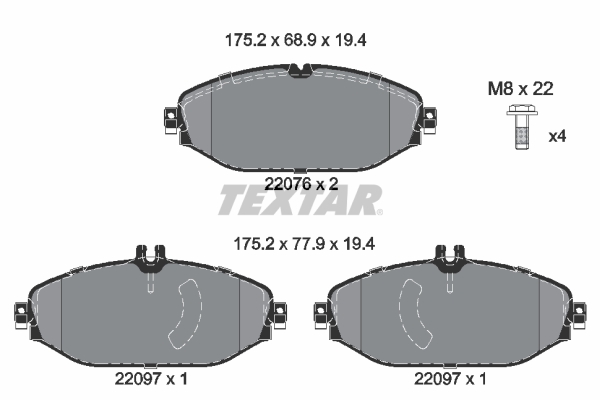 Picture of TEXTAR - 2207601 - Brake Pad Set, disc brake (Brake System)