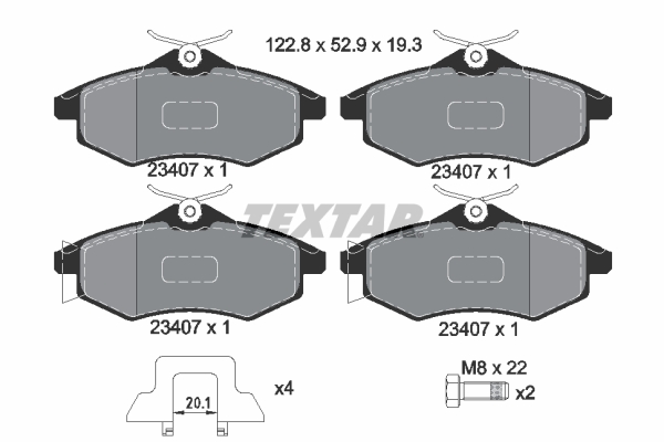 Slika TEXTAR - 2340702 - Komplet pločica, disk-kočnica (Kočioni uređaj)