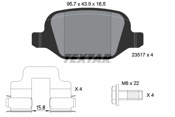 Slika TEXTAR - 2351703 - Komplet pločica, disk-kočnica (Kočioni uređaj)