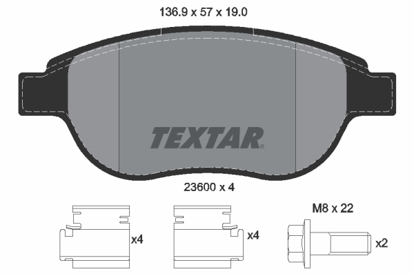 Slika TEXTAR - 2360001 - Komplet pločica, disk-kočnica (Kočioni uređaj)