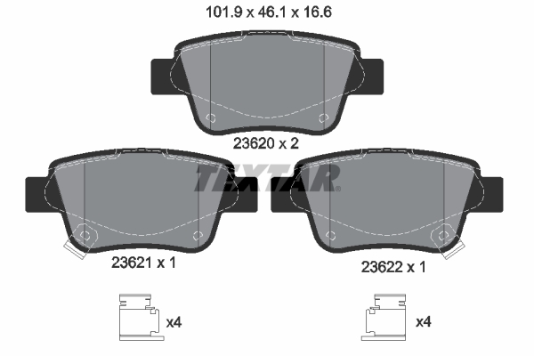 Picture of TEXTAR - 2362002 - Brake Pad Set, disc brake (Braking System)