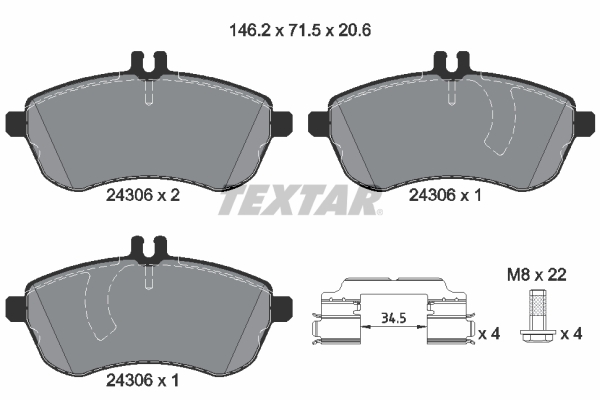 Picture of TEXTAR - 2430601 - Brake Pad Set, disc brake (Braking System)