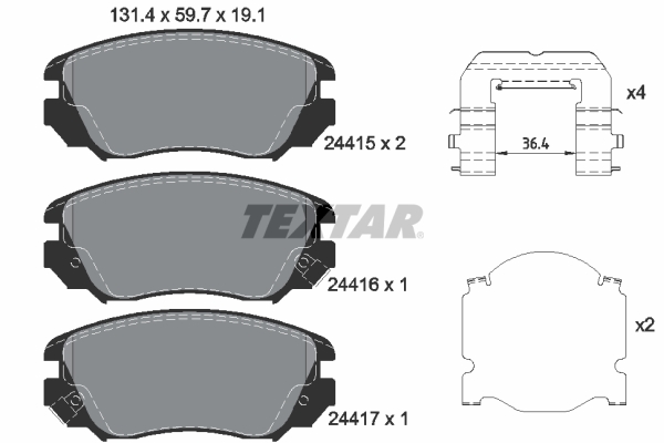 Picture of TEXTAR - 2441501 - Brake Pad Set, disc brake (Braking System)