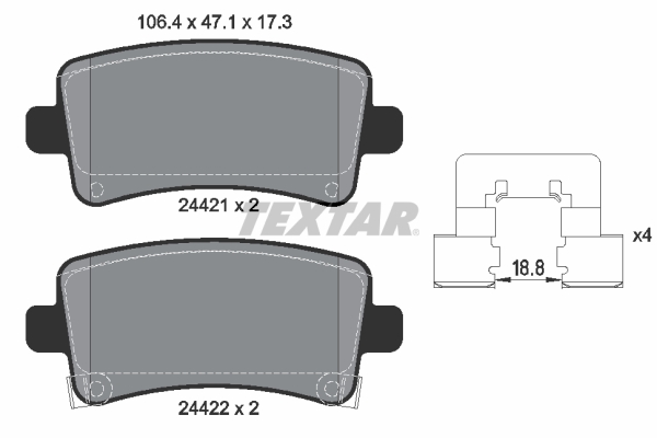 Picture of TEXTAR - 2442101 - Brake Pad Set, disc brake (Braking System)