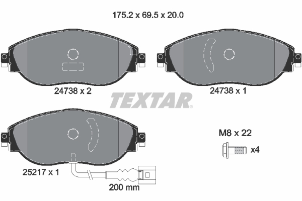 Picture of TEXTAR - 2473801 - Brake Pad Set, disc brake (Braking System)