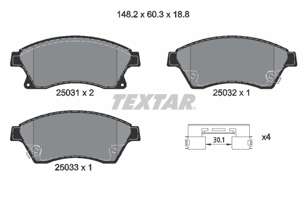 Picture of TEXTAR - 2503101 - Brake Pad Set, disc brake (Braking System)