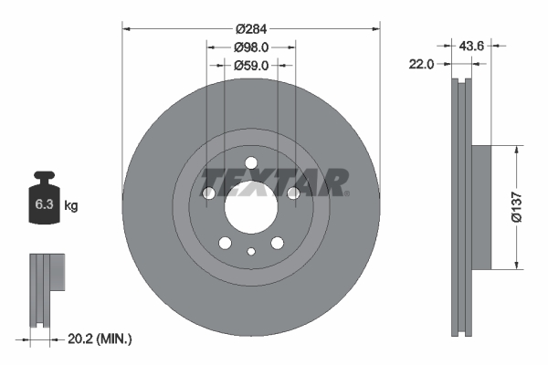 Slika TEXTAR - 92046803 - Kočioni disk (Kočioni uređaj)